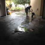 Rinsig with a power washer